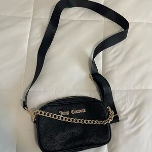 Juicy Couture Black and Gold Crossbody Bag with Adjustable Strap